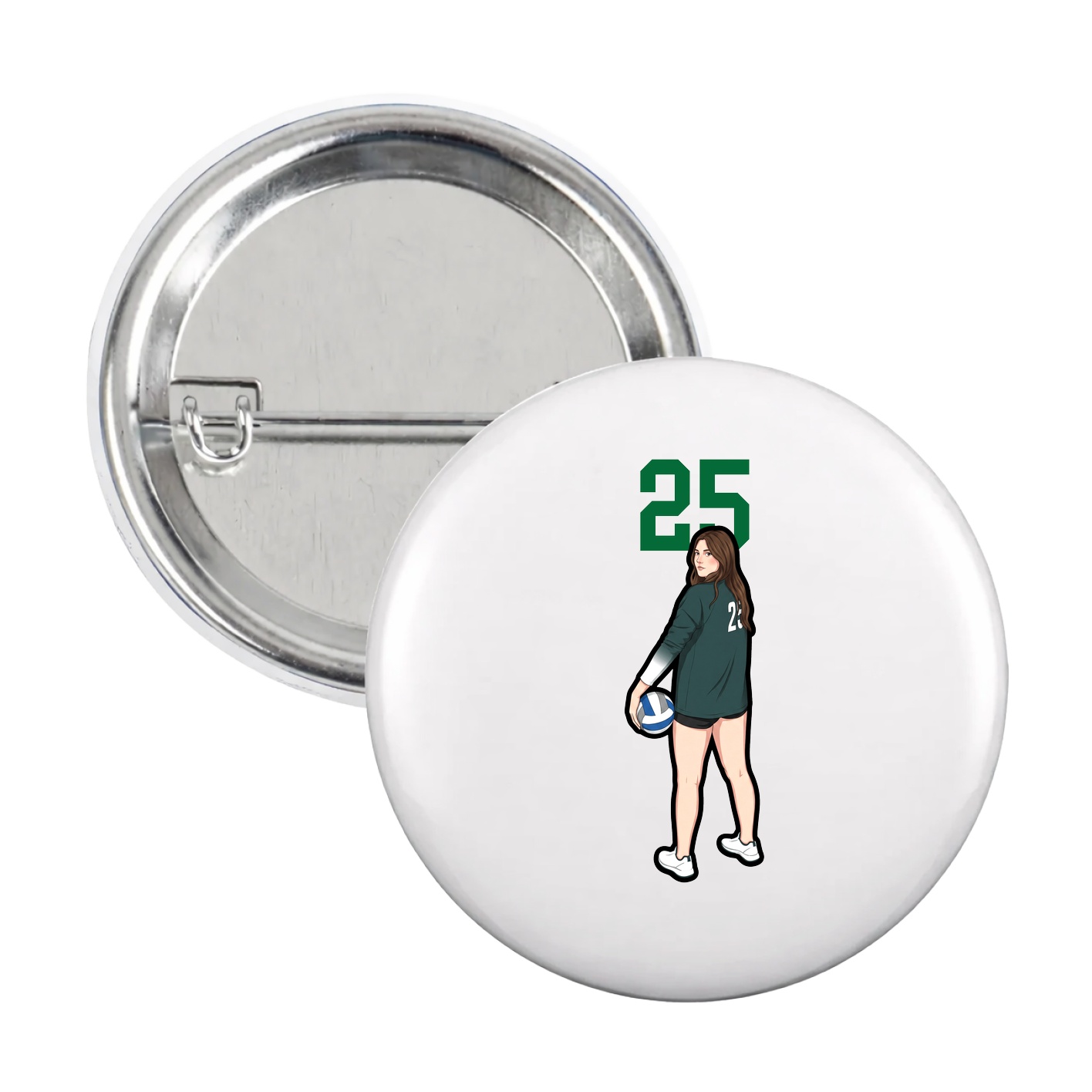 Game Day Button — Number Top in White