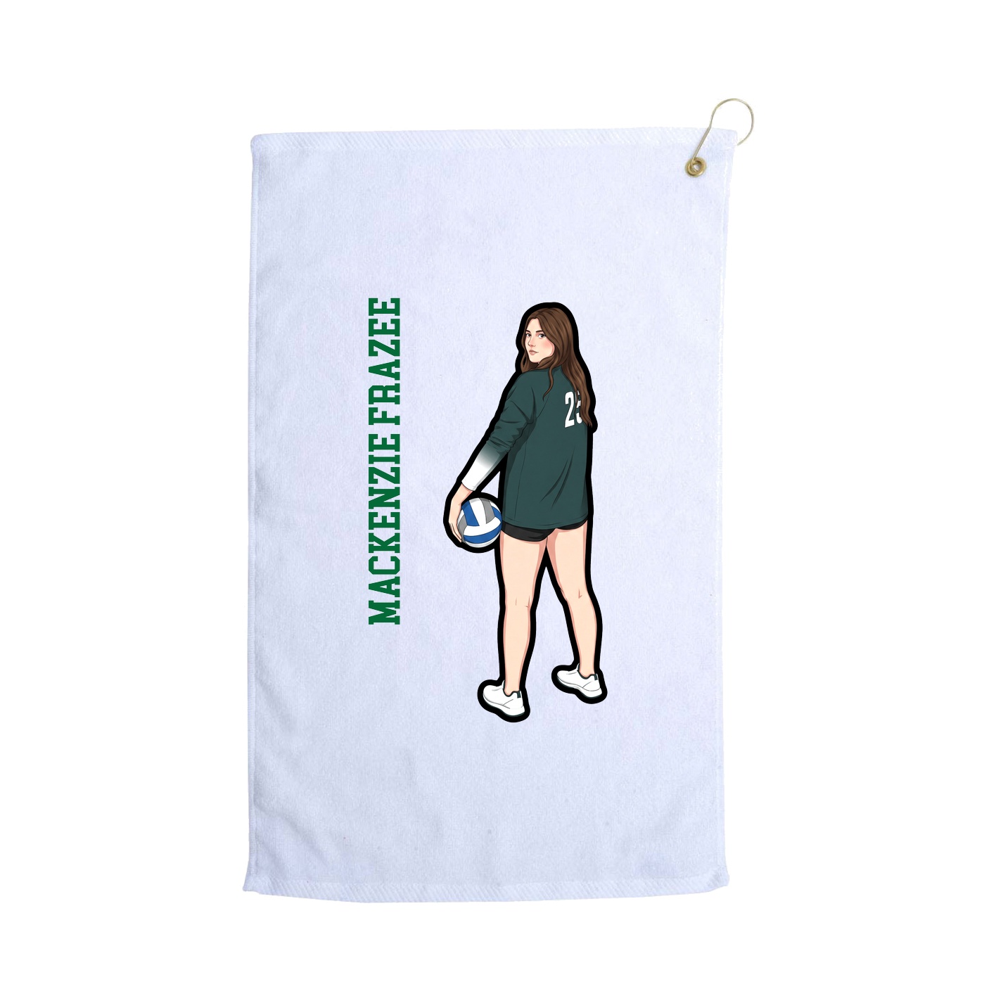 Golf Towel — Name Vertical in White