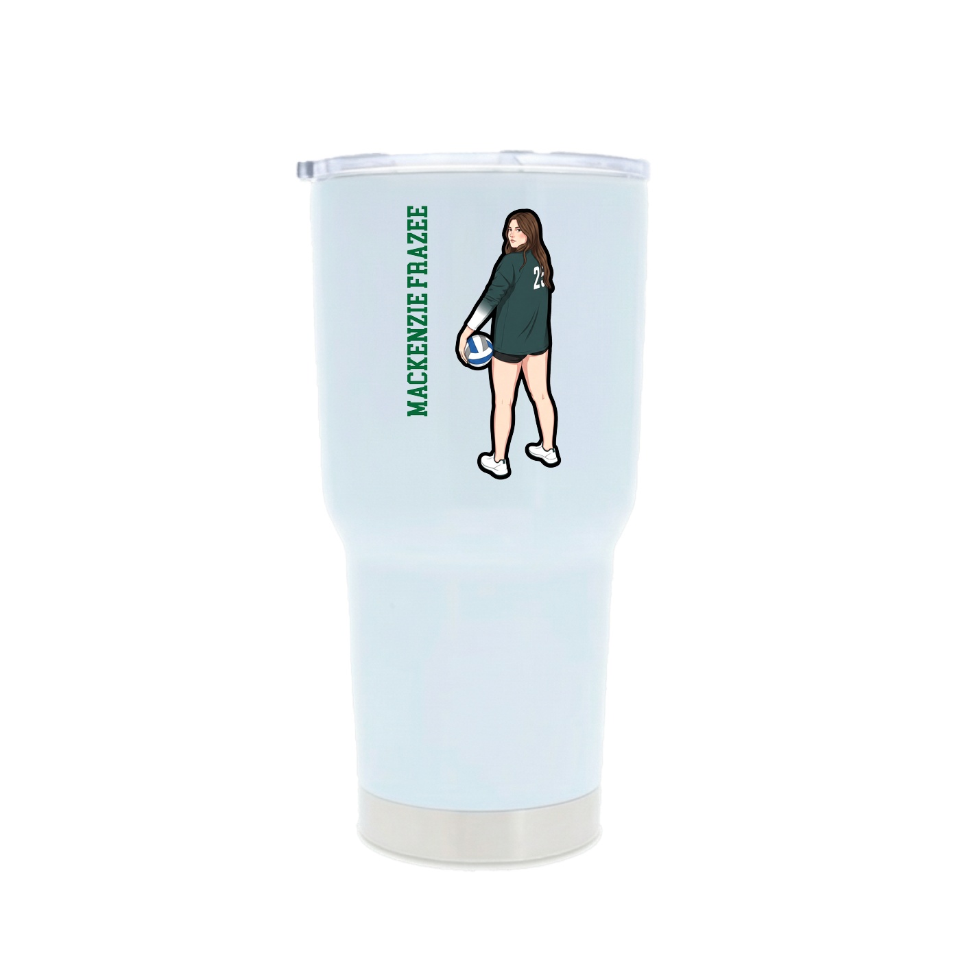 30oz Stainless Steel Tumbler — Name Vertical in White