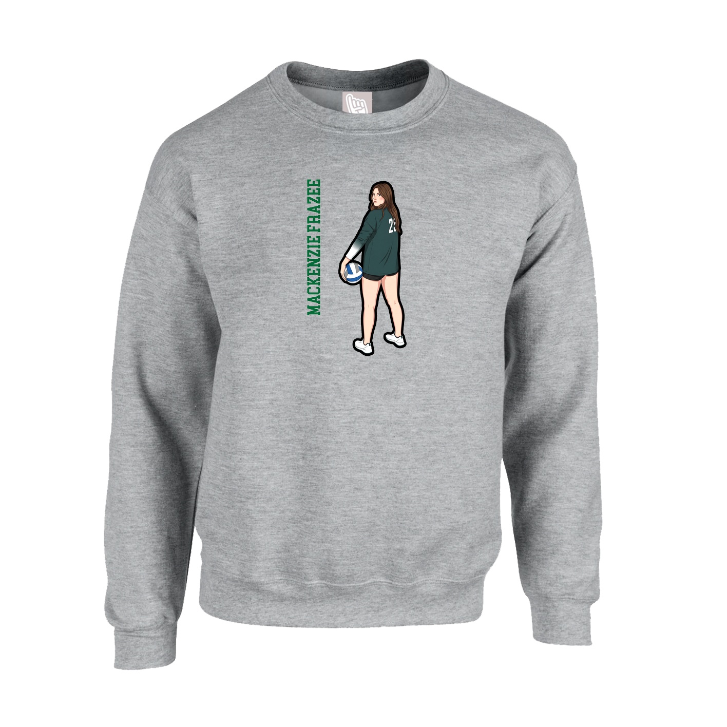 Fleece Crew — Name Vertical in Grey