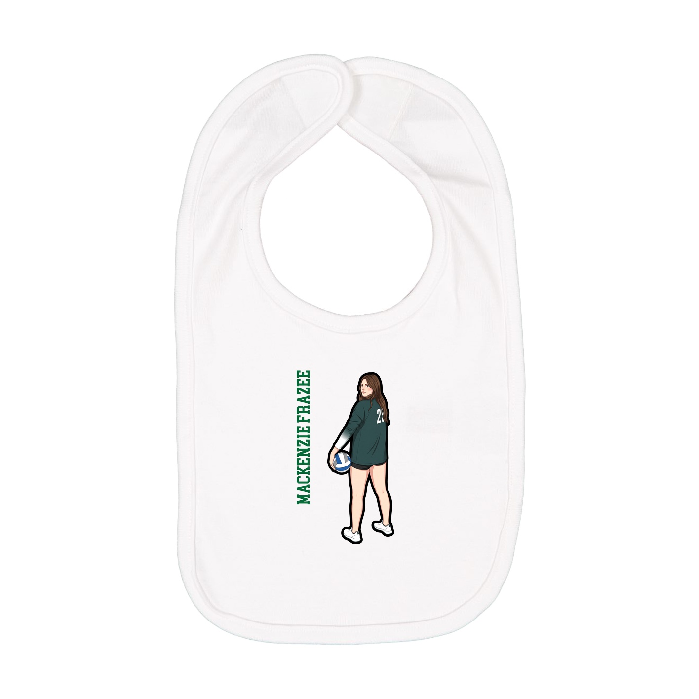 Infant Bib — Name Vertical in White