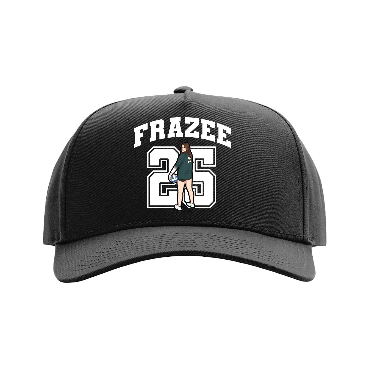 Full Fabric Five-Panel Champ Cap — Number in Black
