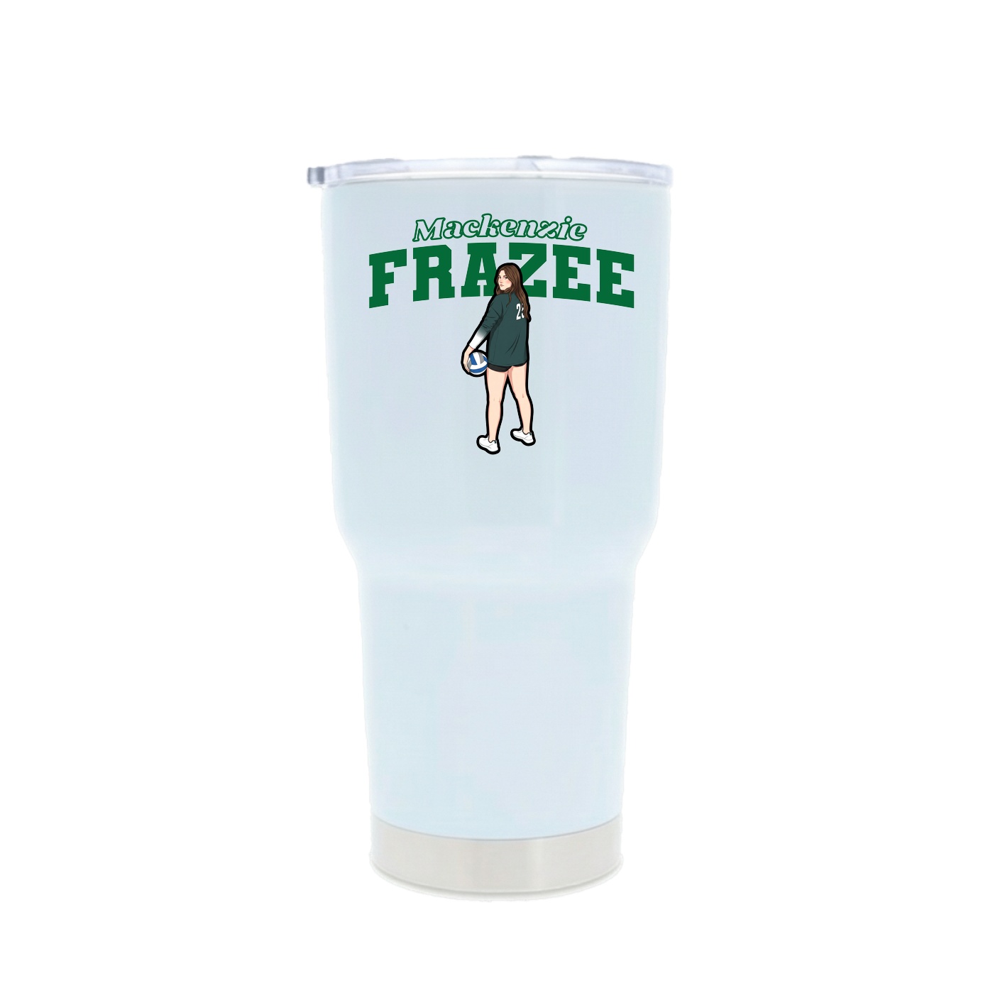 30oz Stainless Steel Tumbler — Name Arch in White