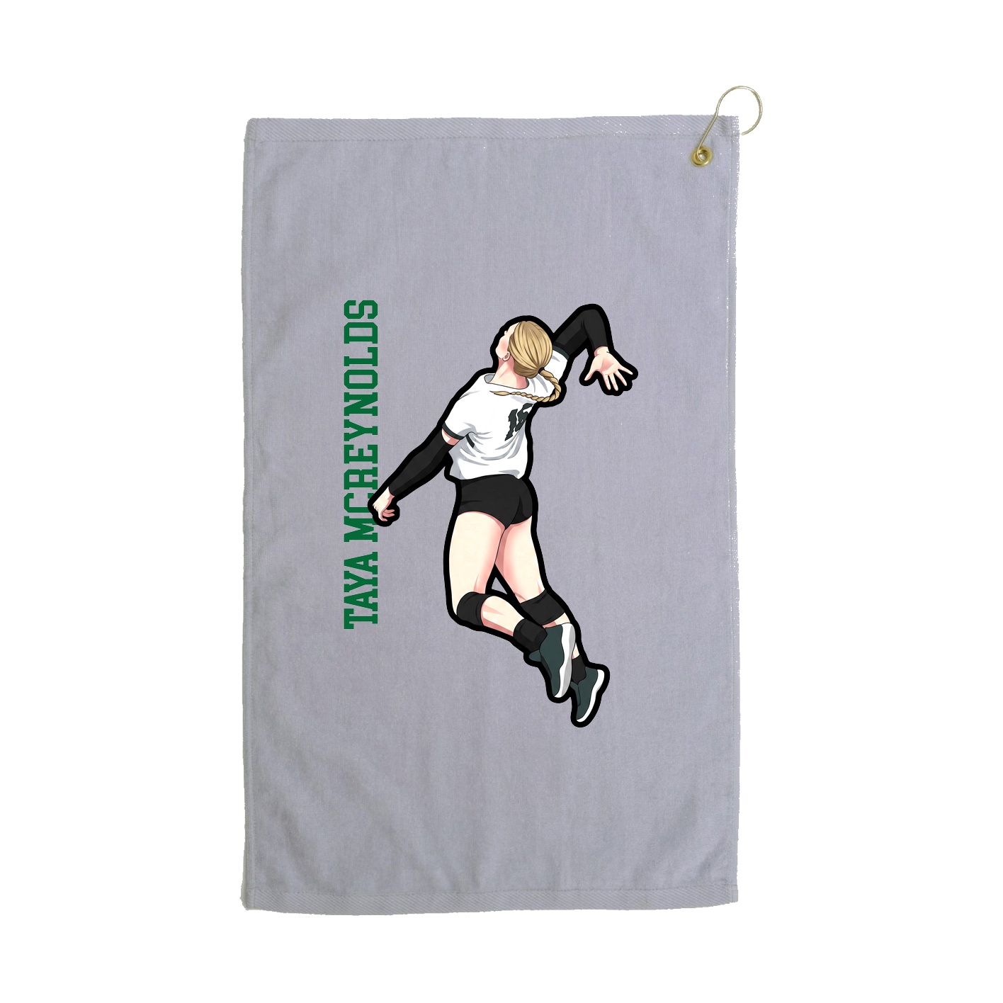 Golf Towel — Name Vertical in Grey