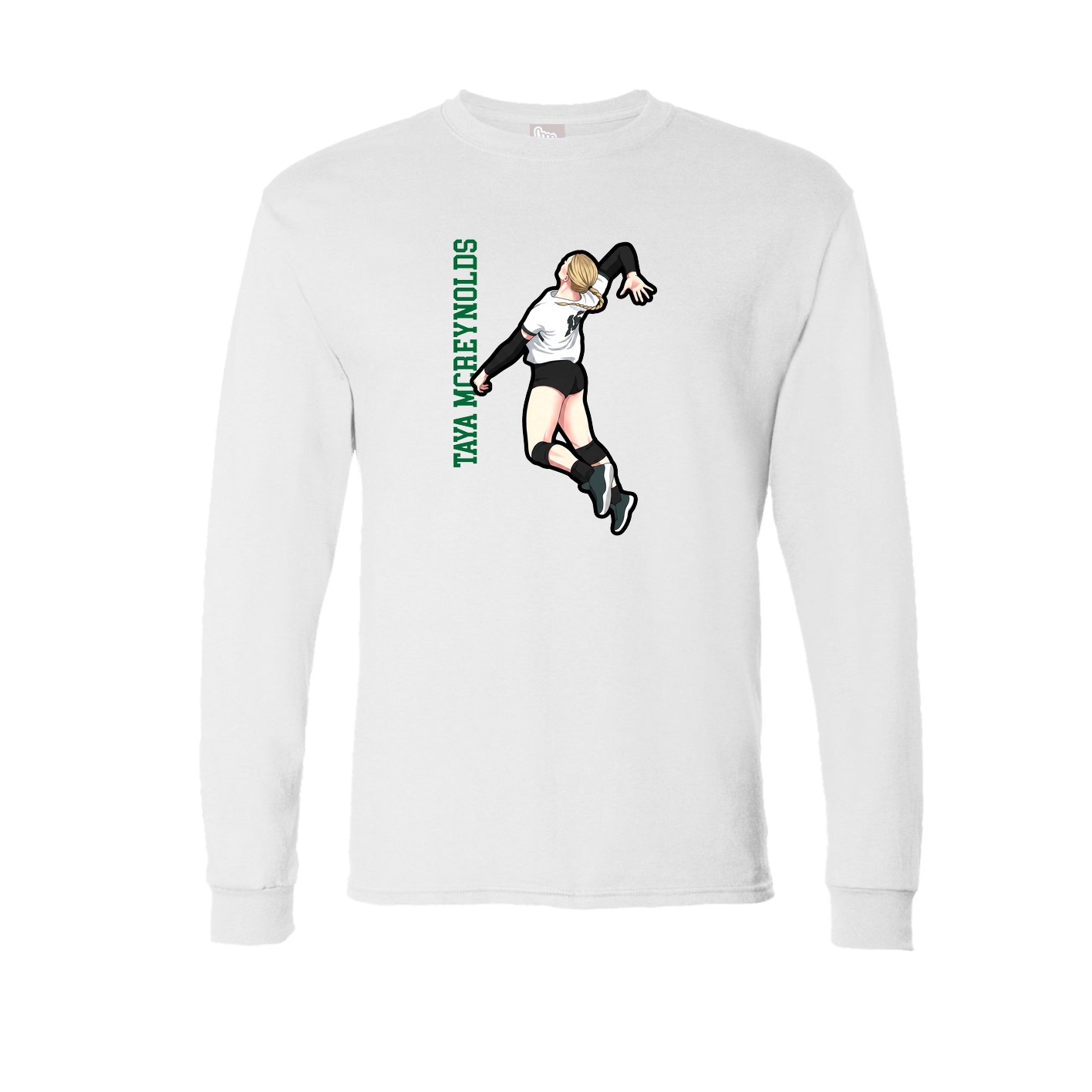 Long Sleeve Tee — Name Vertical in White