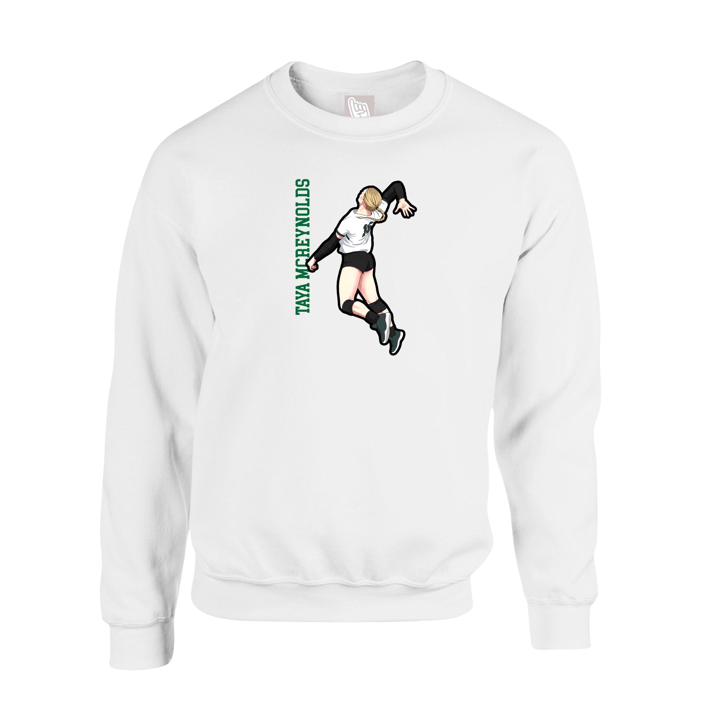 Fleece Crew — Name Vertical in White
