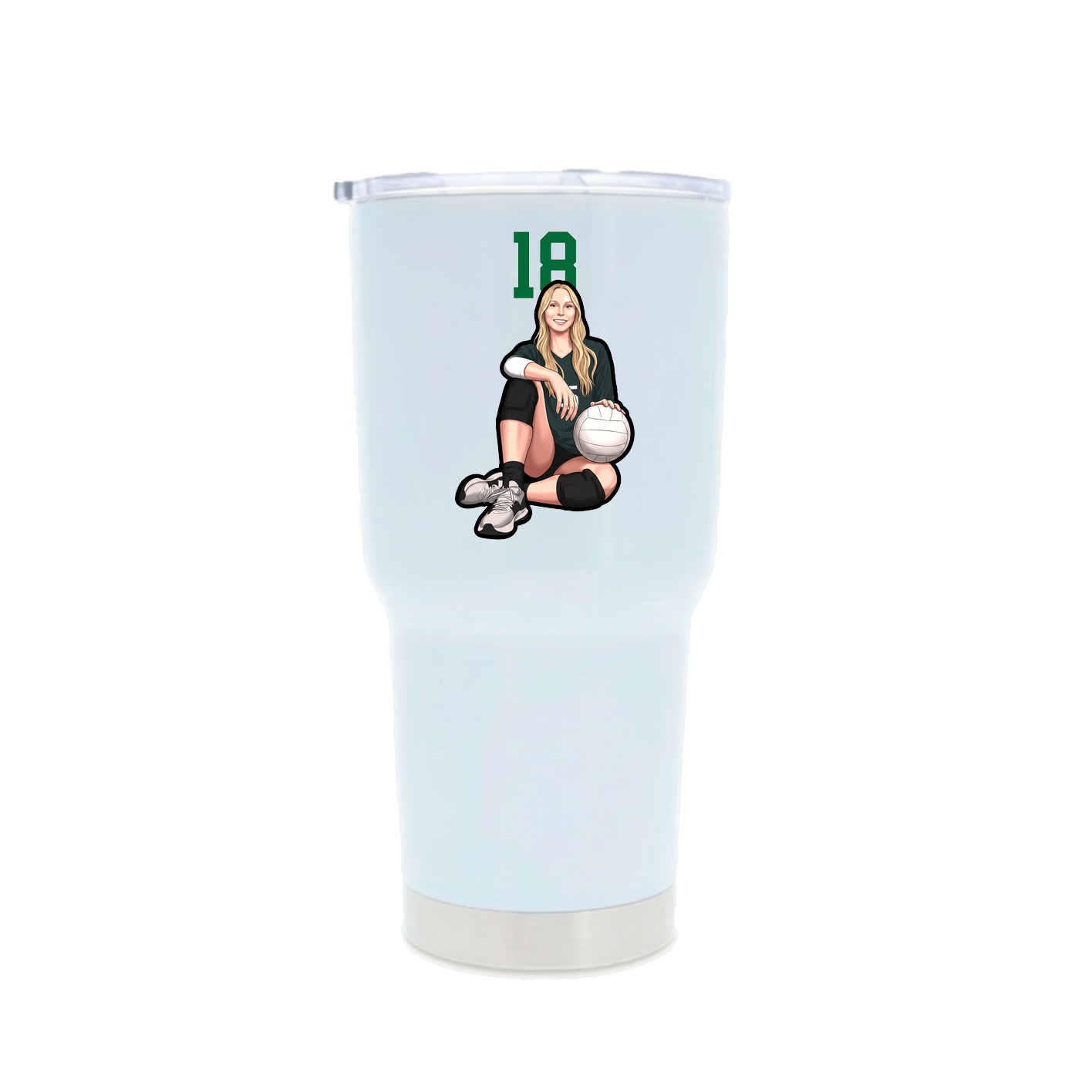 30oz Stainless Steel Tumbler — Number Top in White