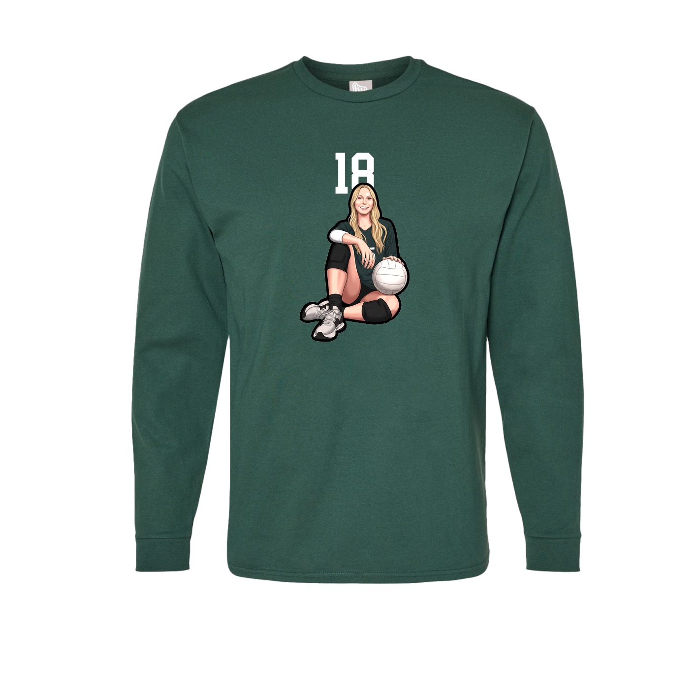 Long Sleeve Tee — Number Top in Green