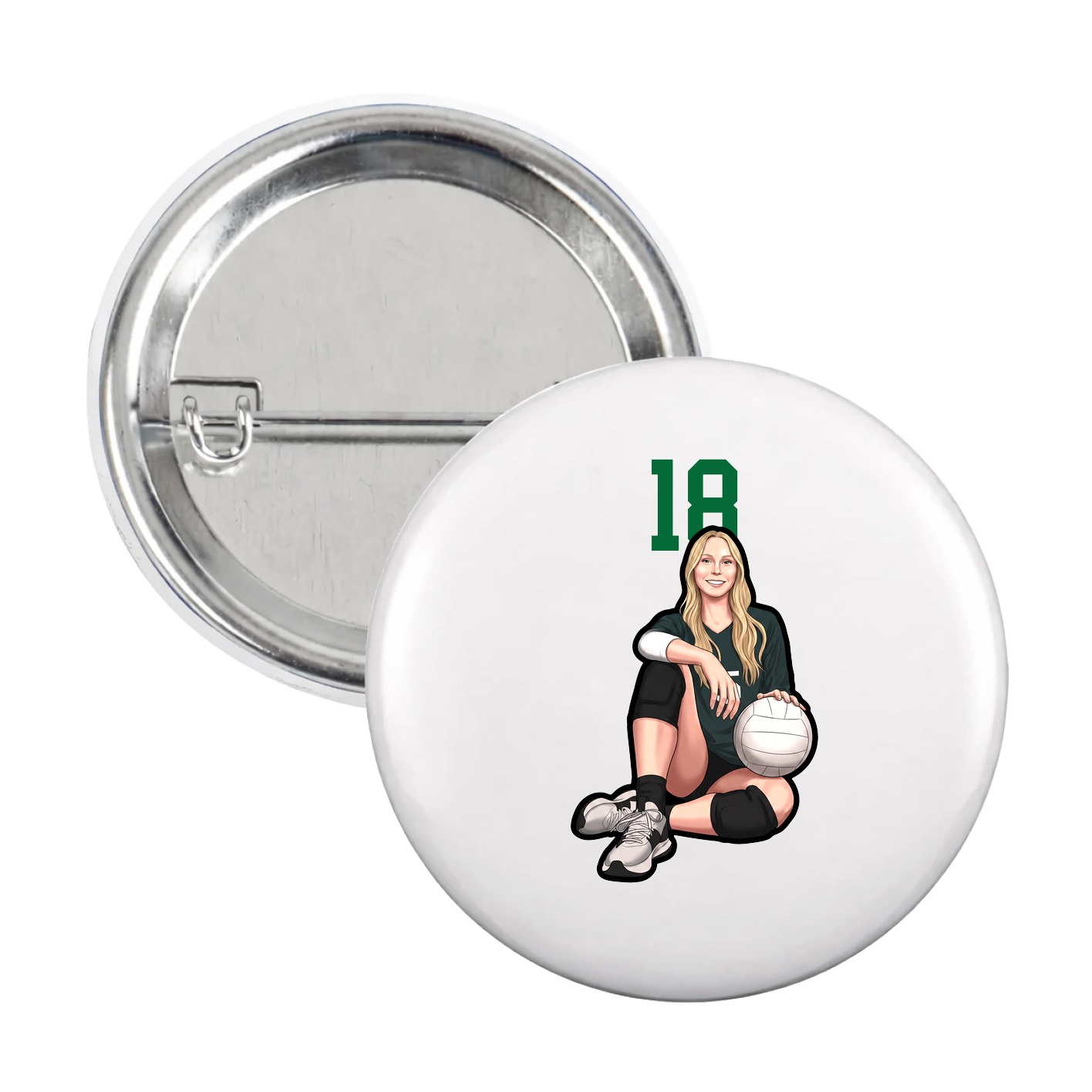 Game Day Button — Number Top in White