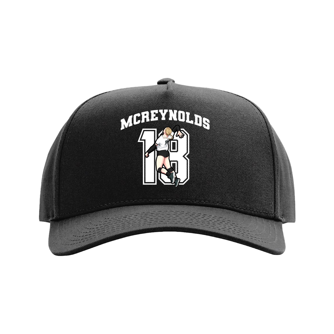 Full Fabric Five-Panel Champ Cap — Number in Black