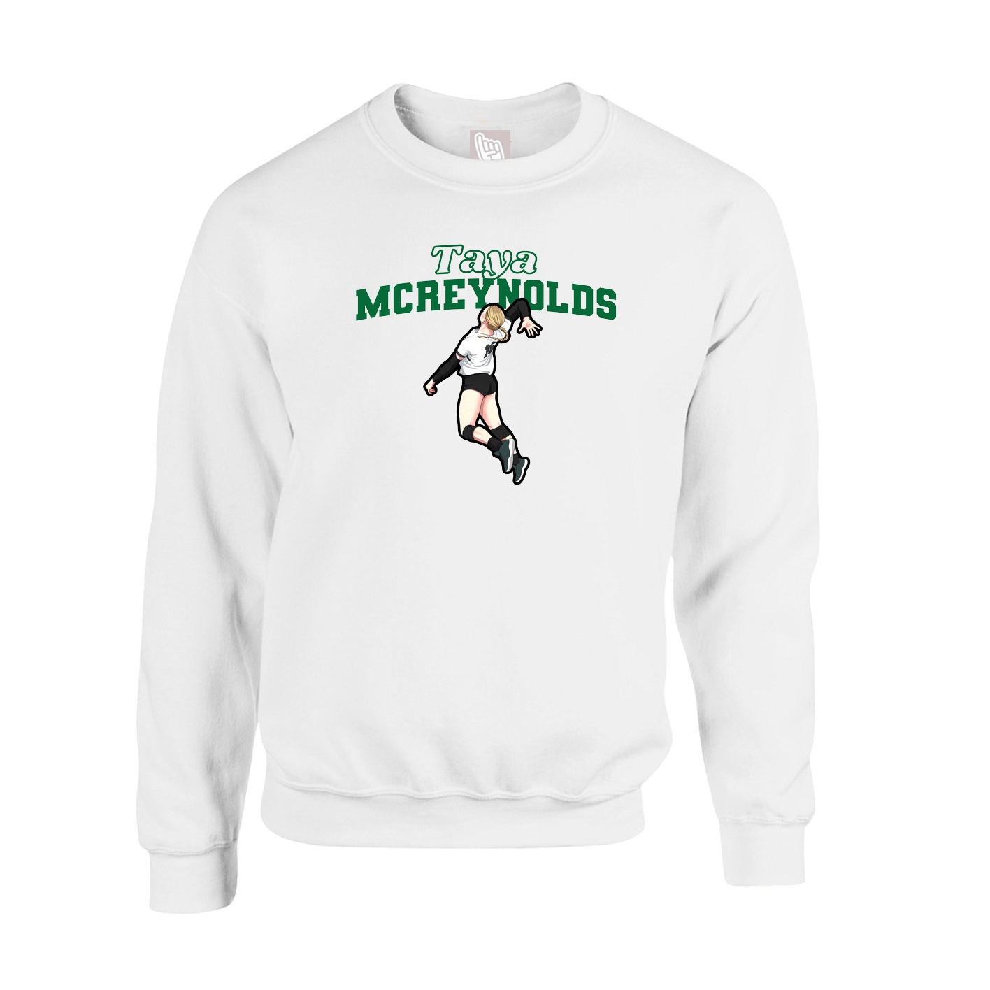 Fleece Crew — Name Arch in White