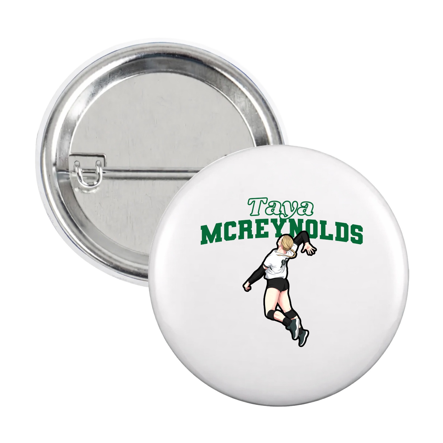 Game Day Button — Name Arch in White