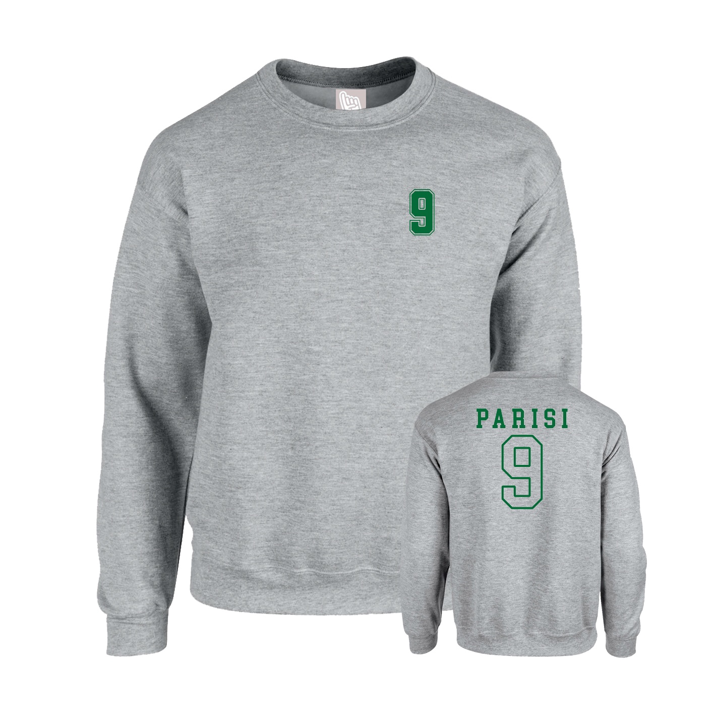 Fleece Crew — Chest Back in Grey