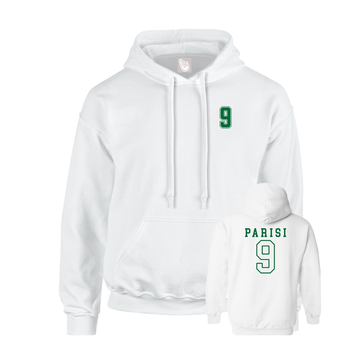 Youth Hoodie — Chest Back in White