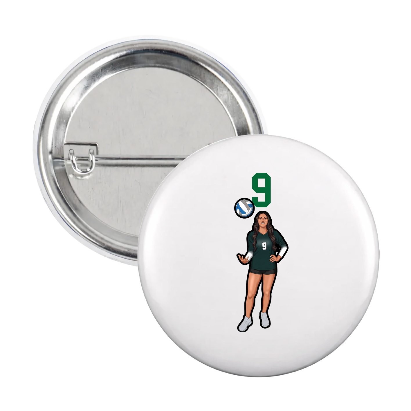 Game Day Button — Number Top in White