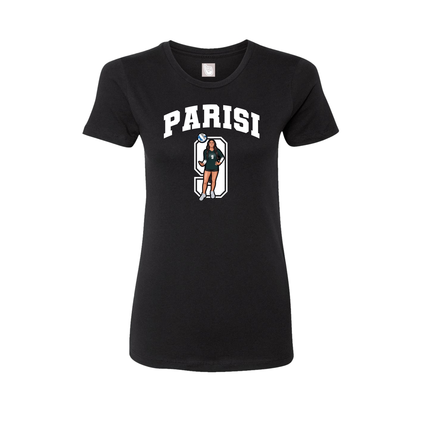 Fitted Women's Tee — Number in Black