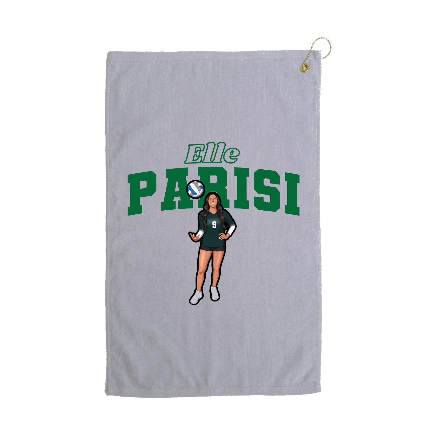 Golf Towel — Name Arch in Grey