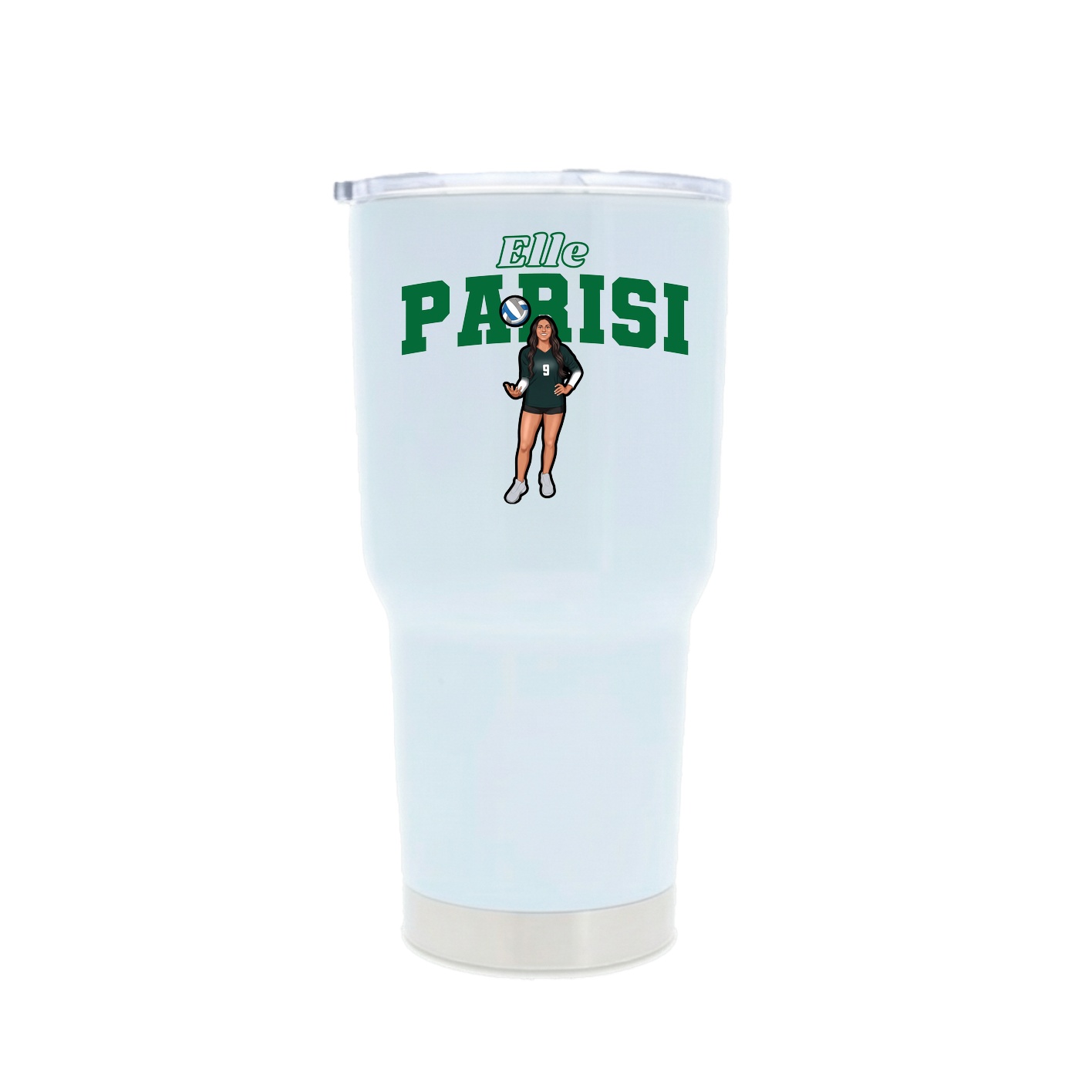 30oz Stainless Steel Tumbler — Name Arch in White