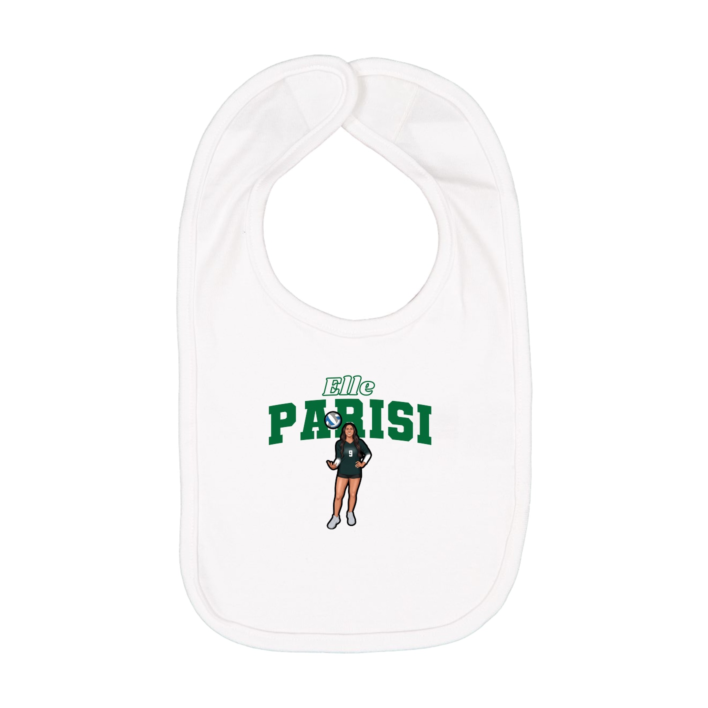 Infant Bib — Name Arch in White