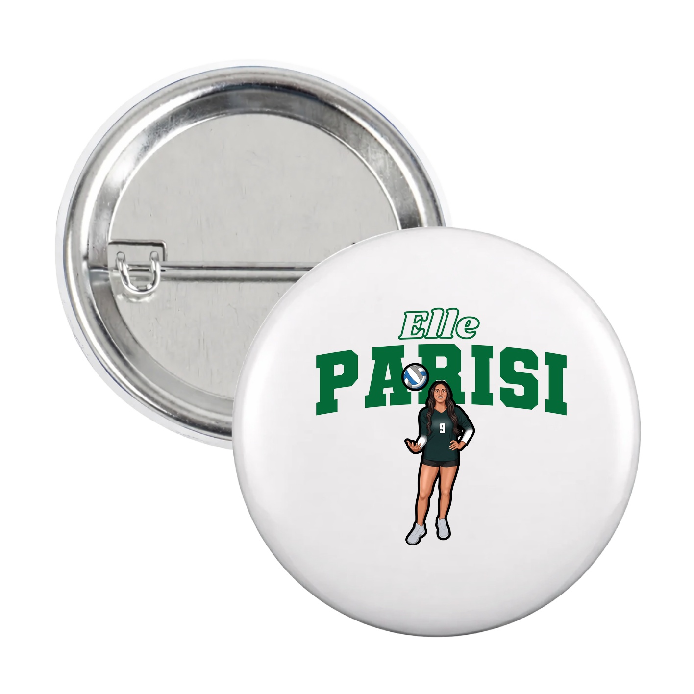 Game Day Button — Name Arch in White