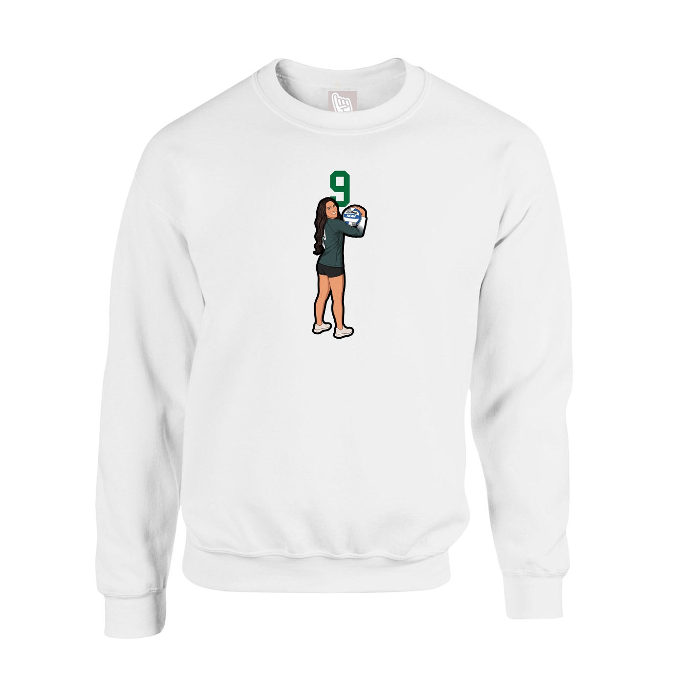 Fleece Crew — Number Top in White