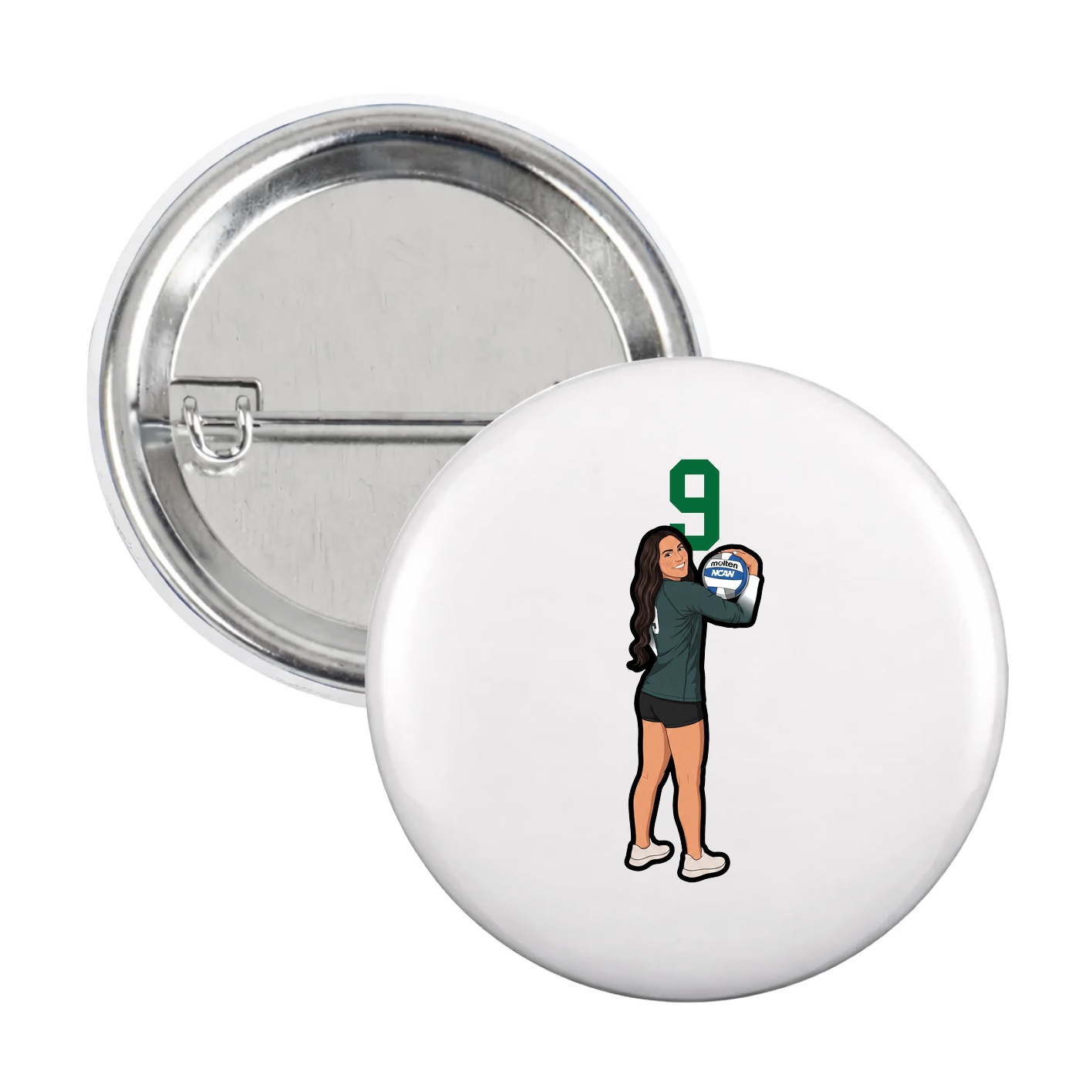 Game Day Button — Number Top in White