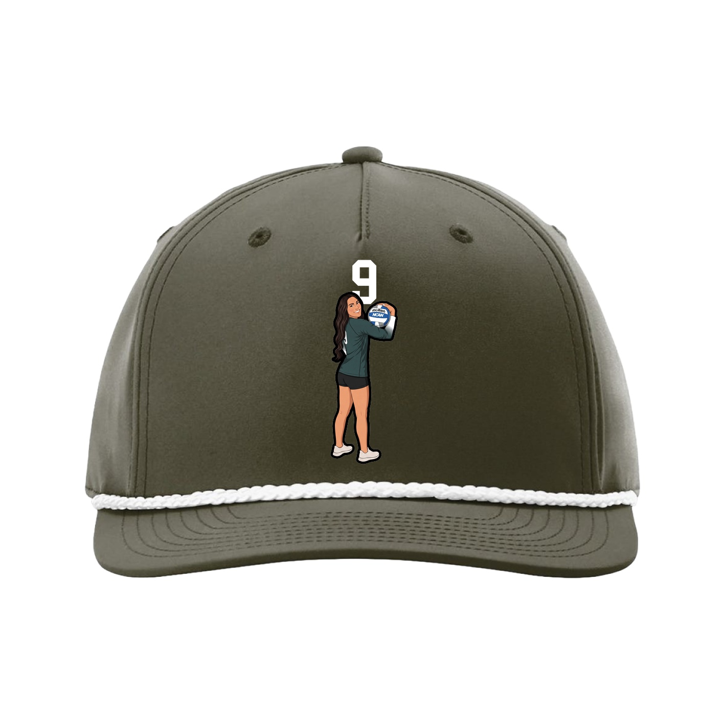 Five-Panel Classic Rope Cap — Number Top in Green