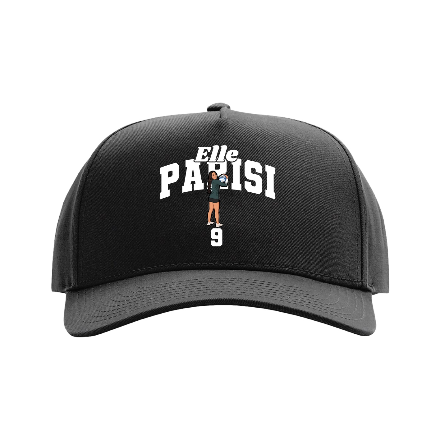 Full Fabric Five-Panel Champ Cap — Signature Arch in Black
