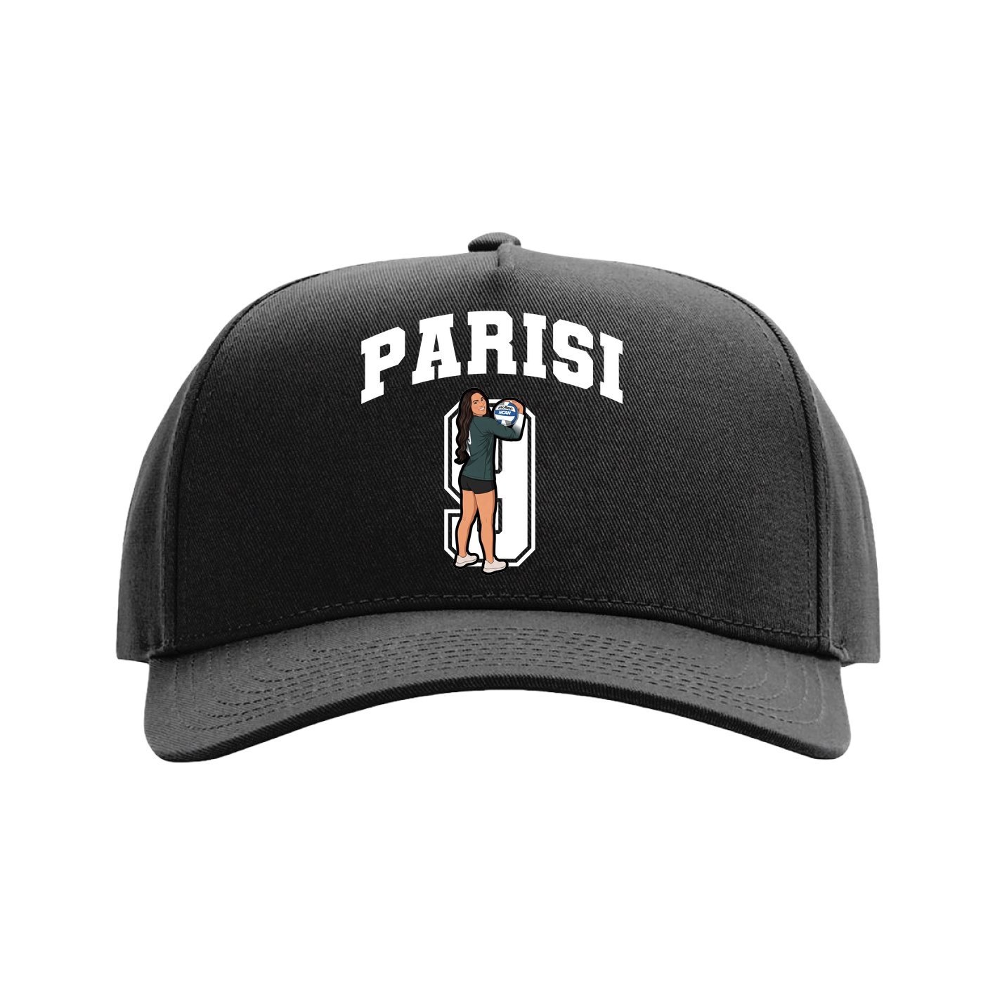 Full Fabric Five-Panel Champ Cap — Number in Black