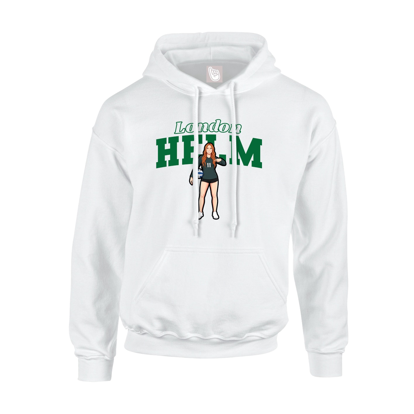 Youth Hoodie — Name Arch in White