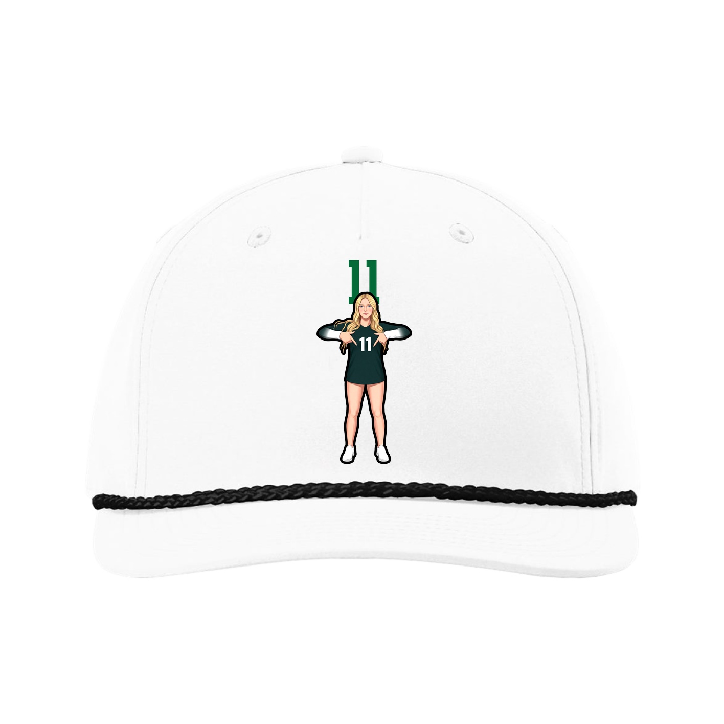 Five-Panel Classic Rope Cap — Number Top in White
