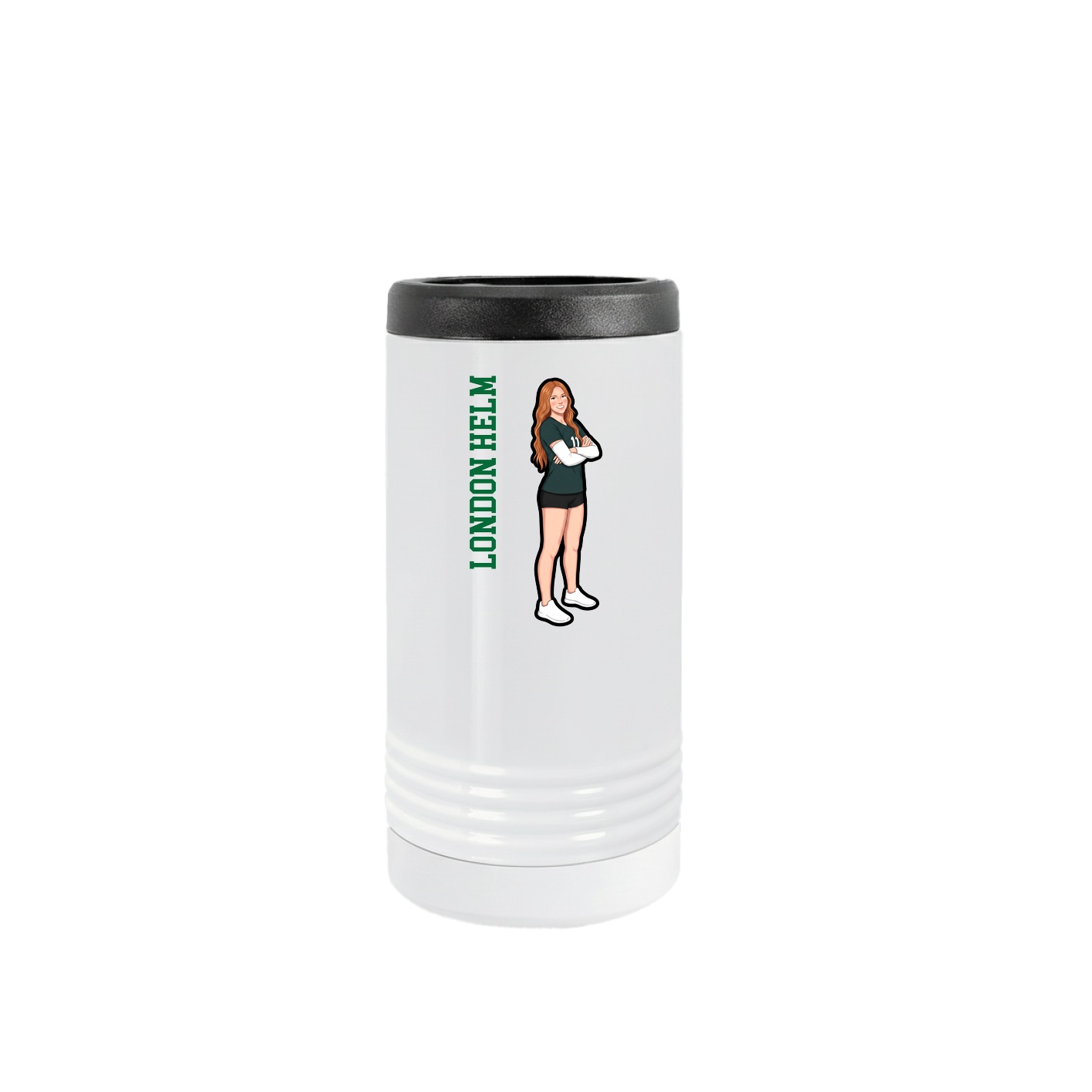 Slim Beverage Holder — Name Vertical in White