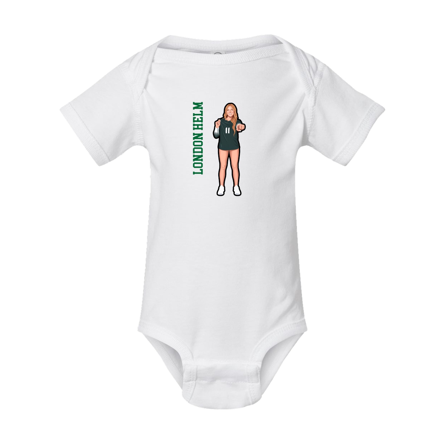 Baby Onesie — Name Vertical in White