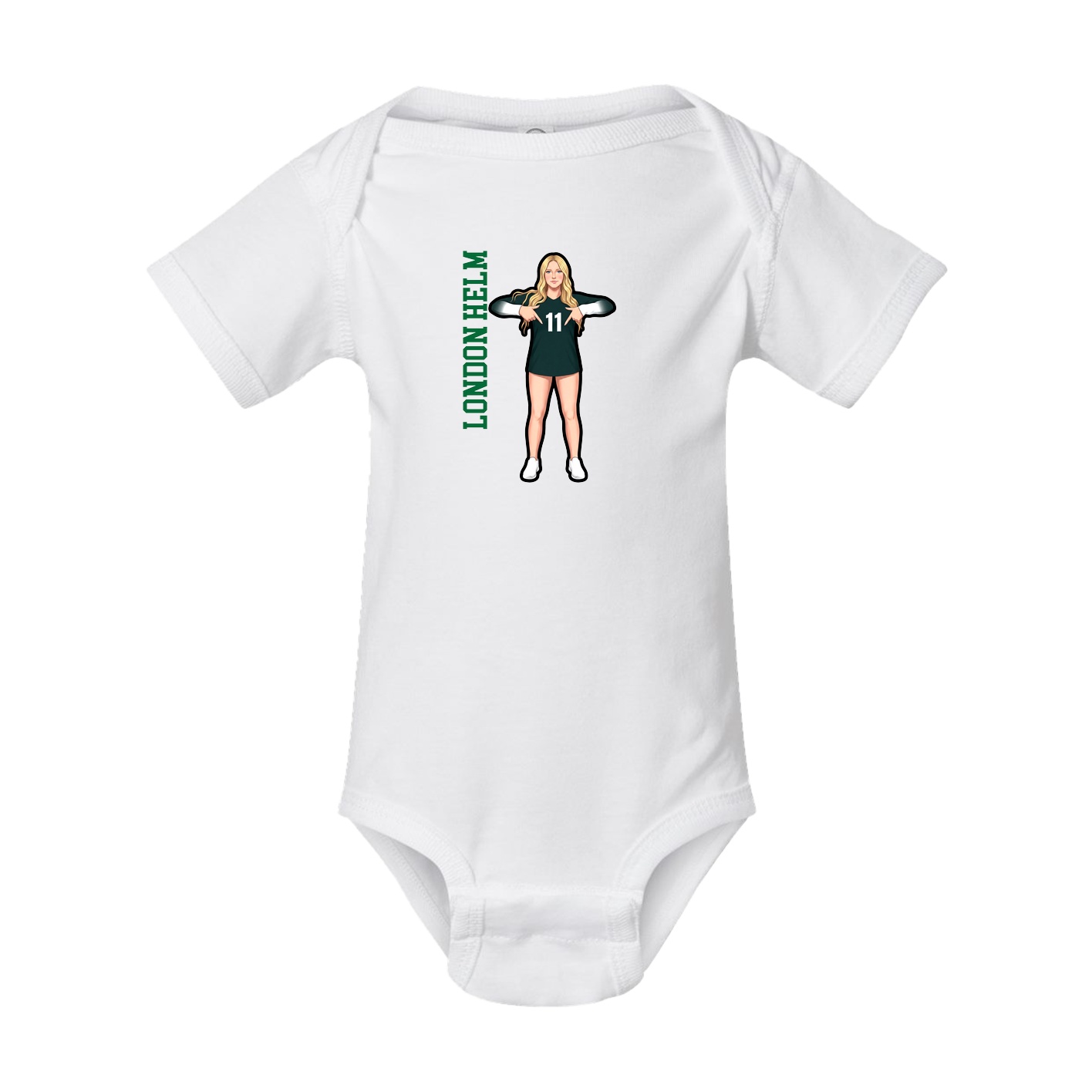 Baby Onesie — Name Vertical in White