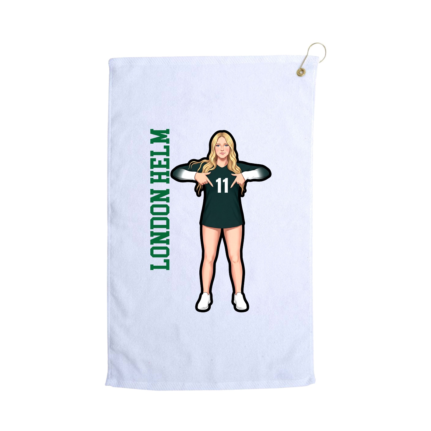 Golf Towel — Name Vertical in White
