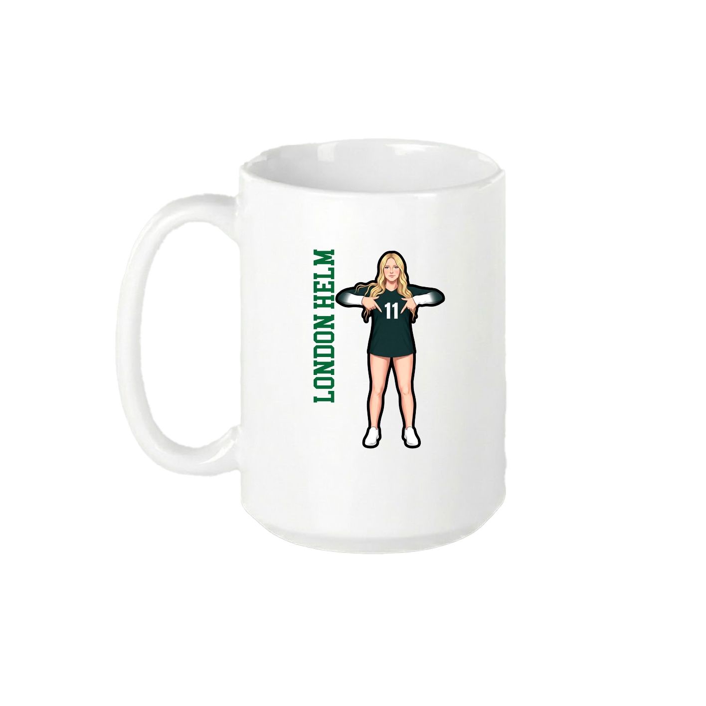 15oz Coffee Mug — Name Vertical in White
