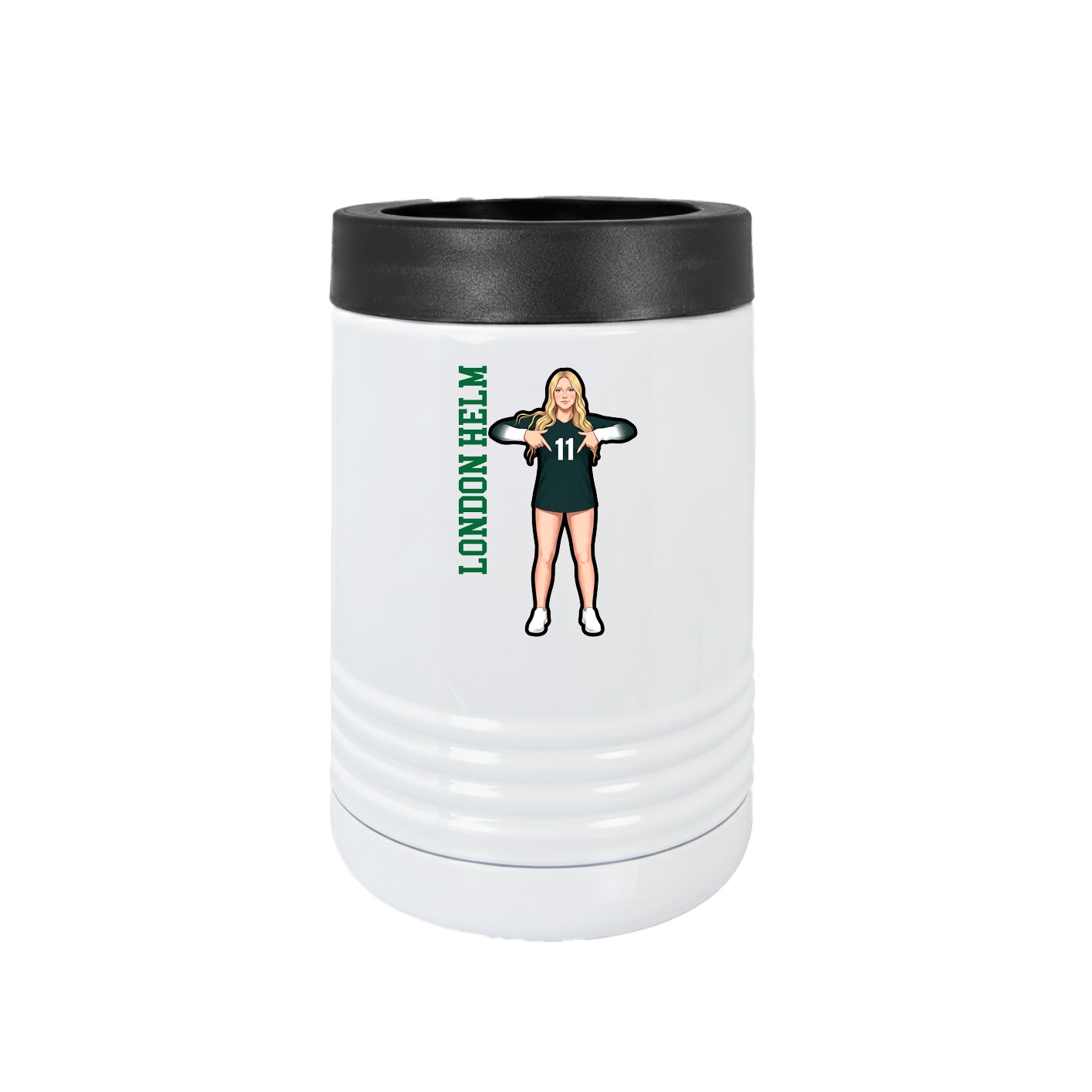 Beverage Holder — Name Vertical in White