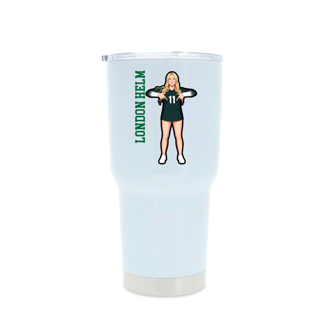 30oz Stainless Steel Tumbler — Name Vertical in White