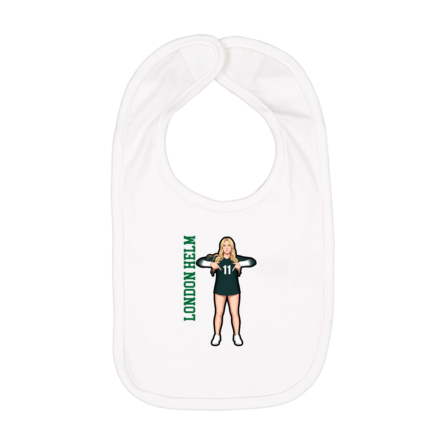 Infant Bib — Name Vertical in White