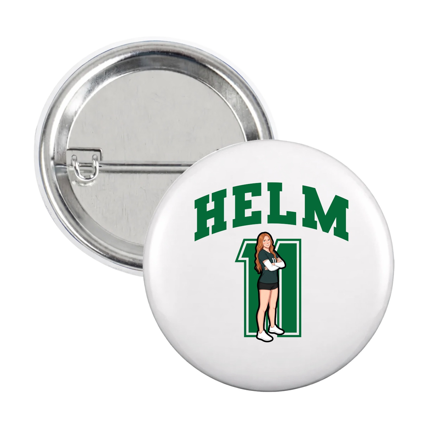 Game Day Button — Number in White
