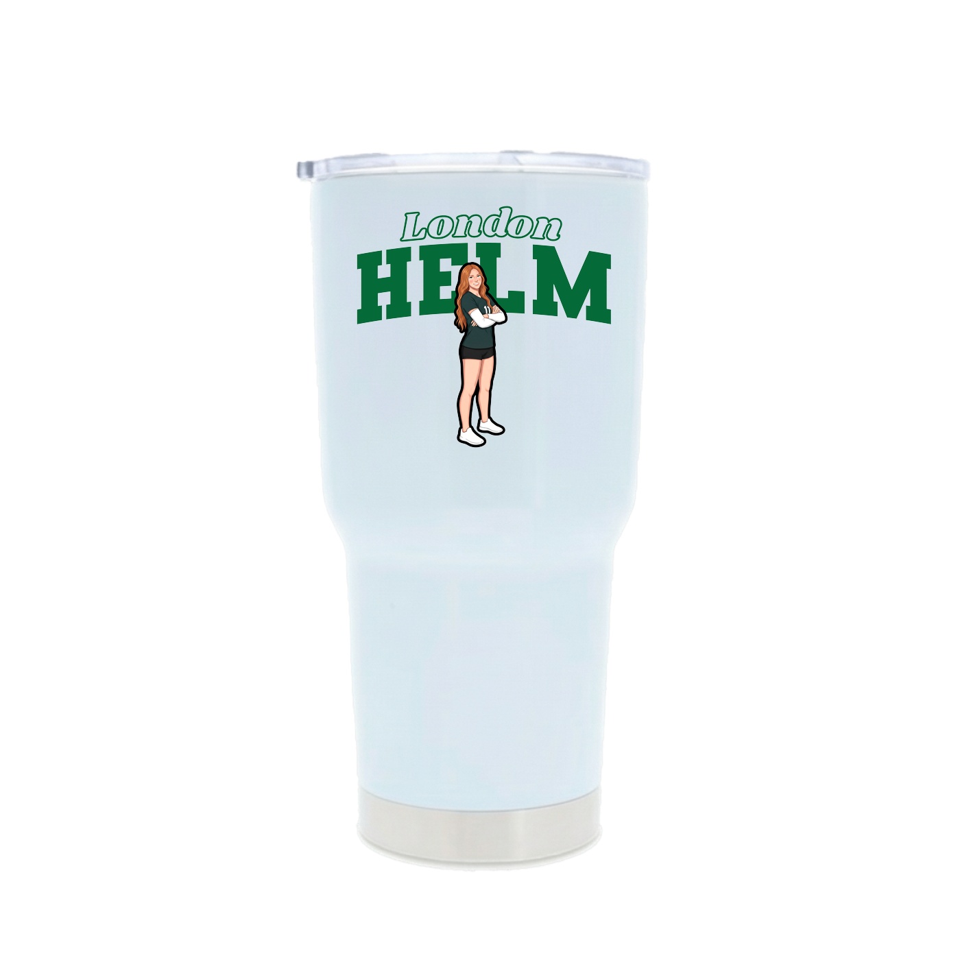 30oz Stainless Steel Tumbler — Name Arch in White