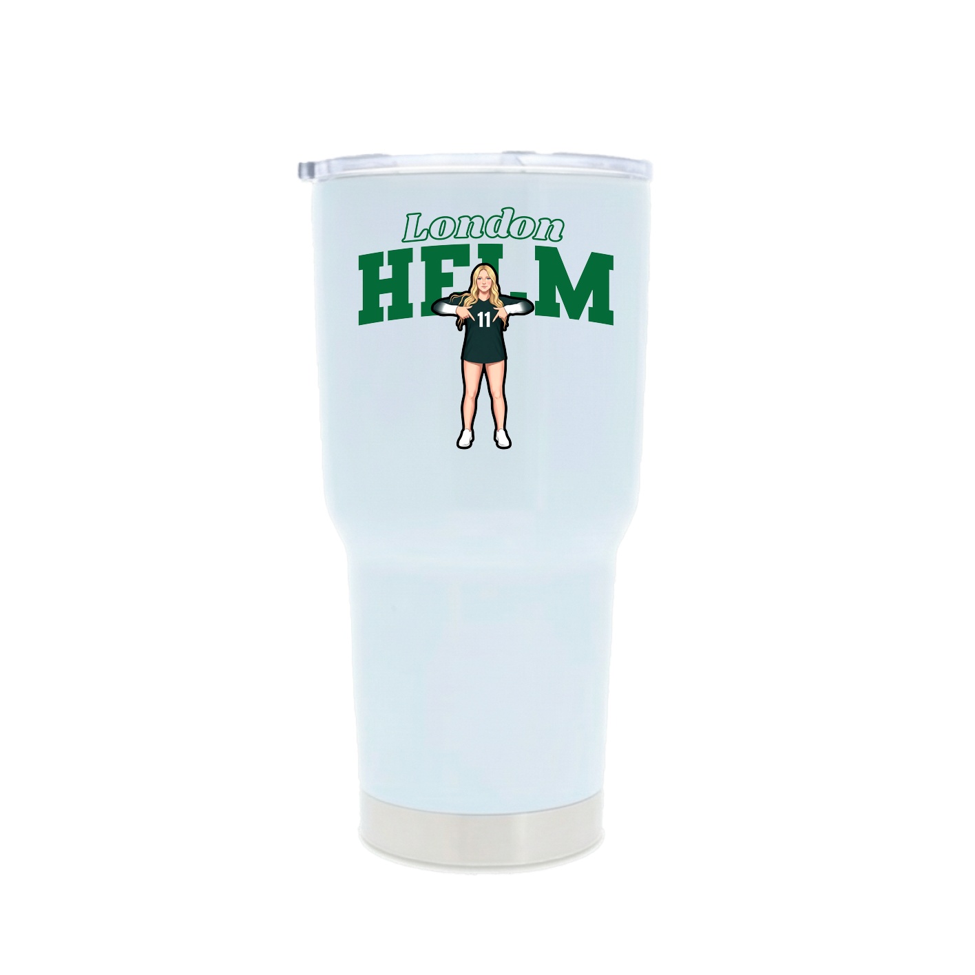 30oz Stainless Steel Tumbler — Name Arch in White