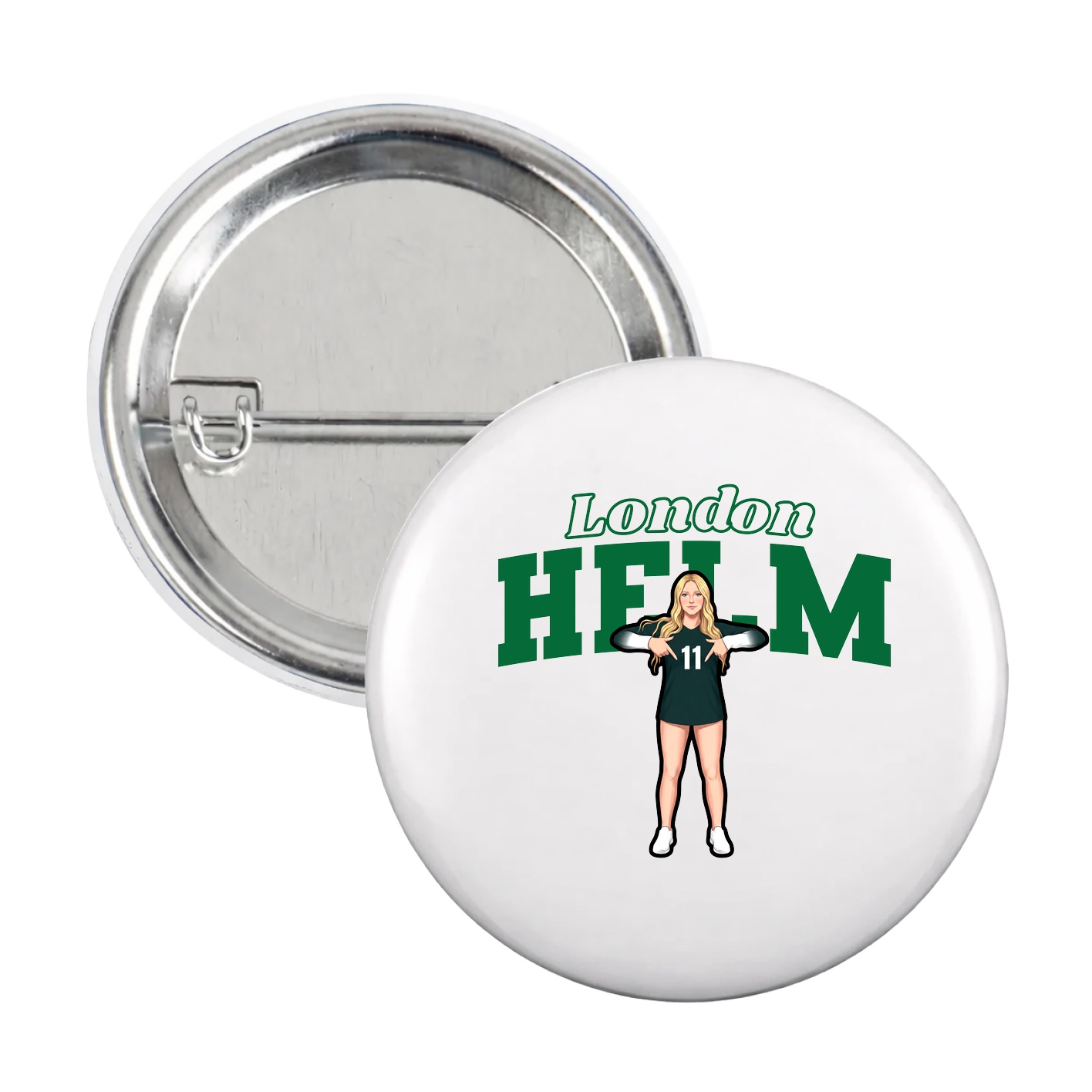 Game Day Button — Name Arch in White