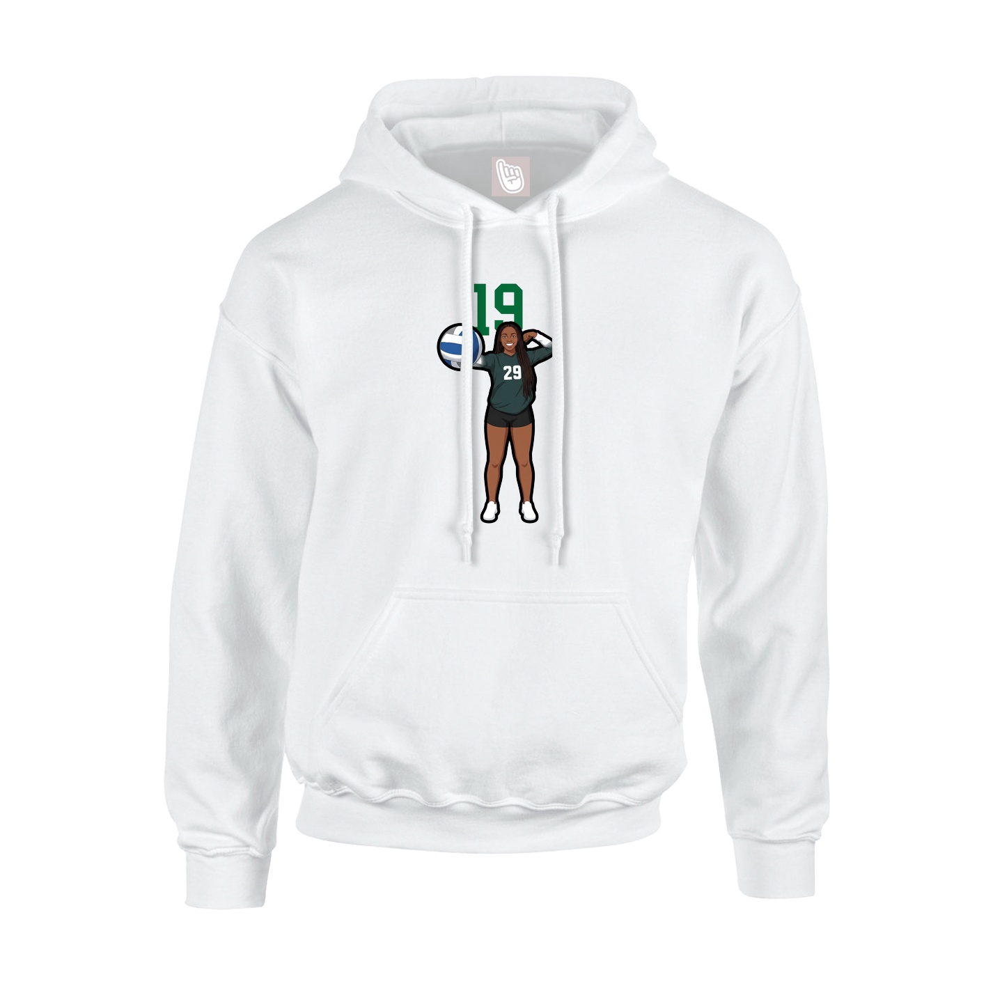 Youth Hoodie — Number Top in White