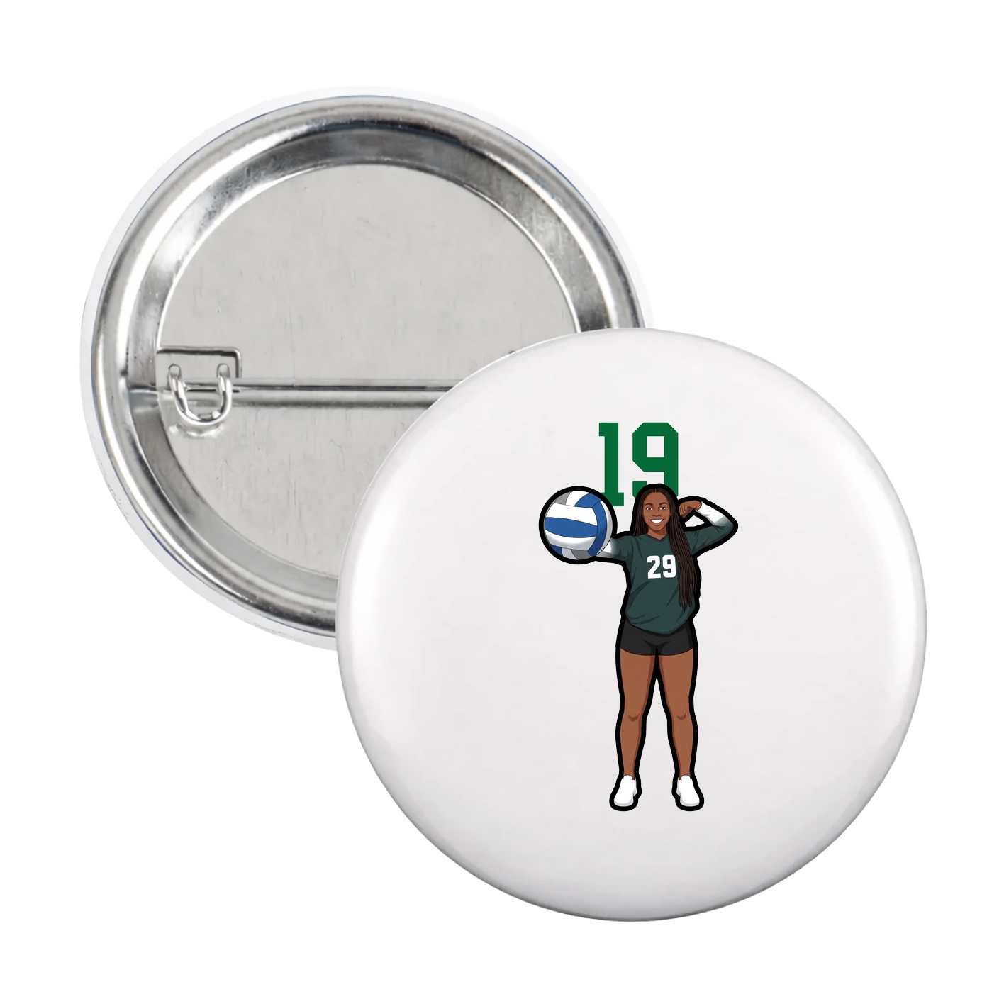 Game Day Button — Number Top in White