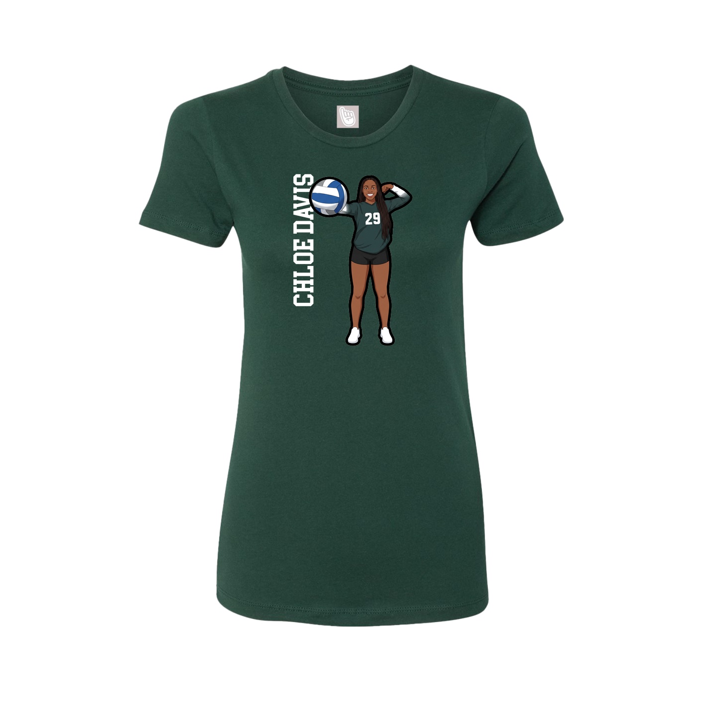 Fitted Women's Tee — Name Vertical in Green