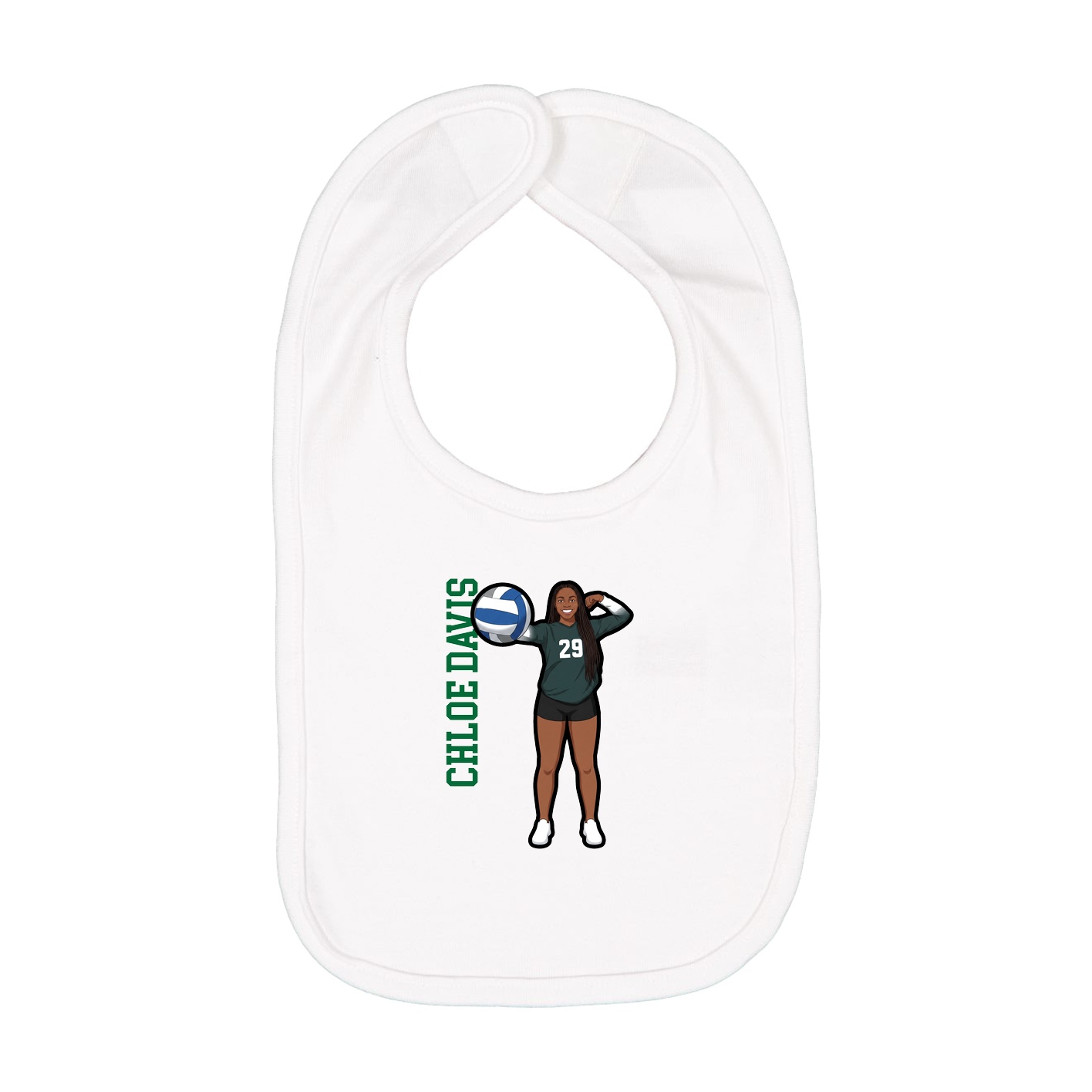 Infant Bib — Name Vertical in White