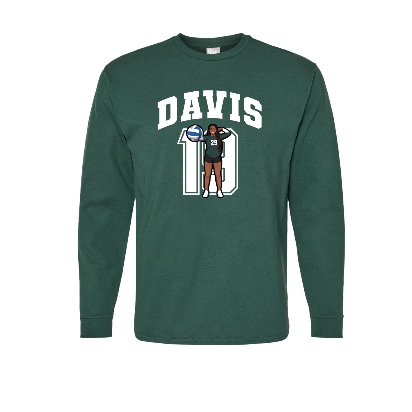 Long Sleeve Tee — Number in Green