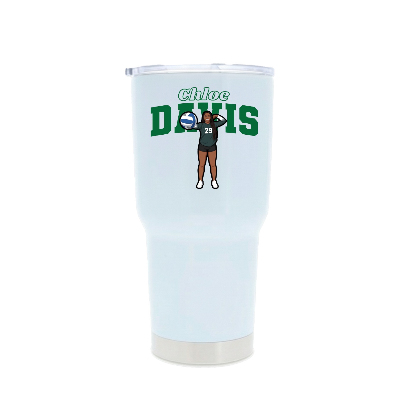 30oz Stainless Steel Tumbler — Name Arch in White