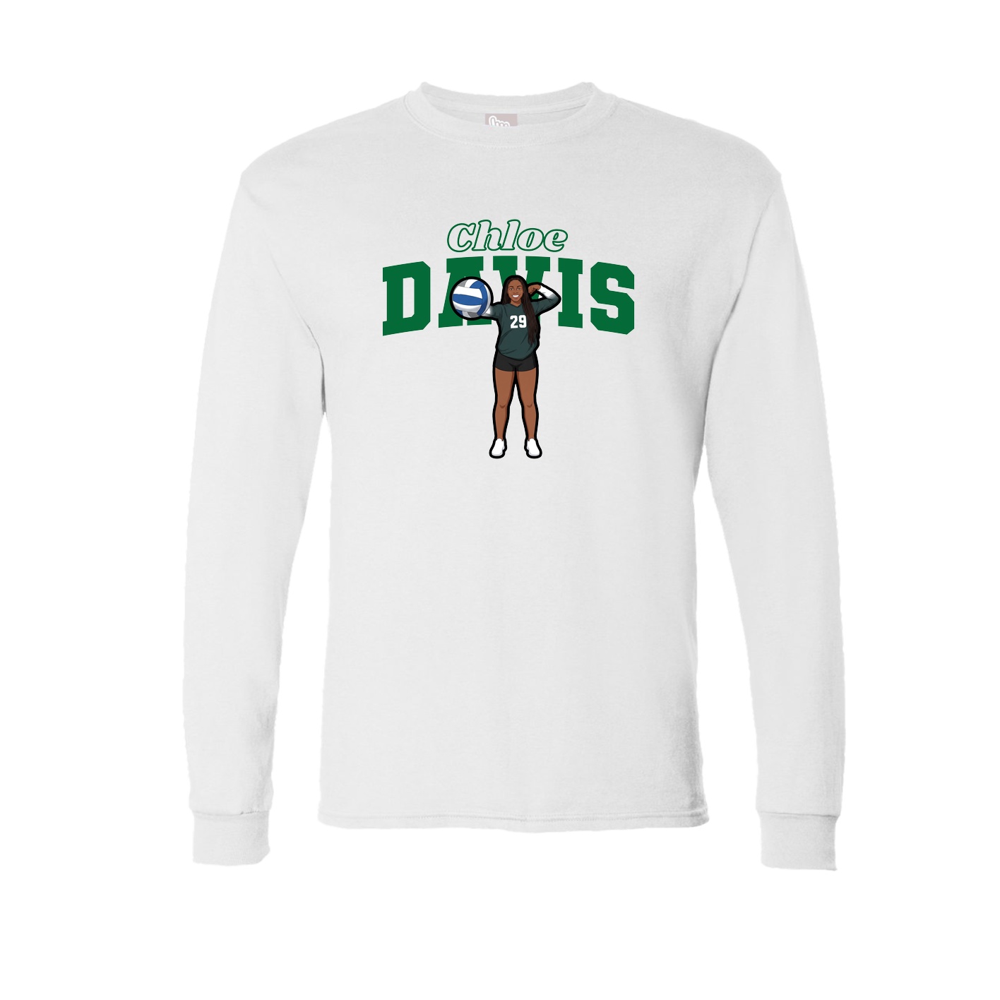 Long Sleeve Tee — Name Arch in White